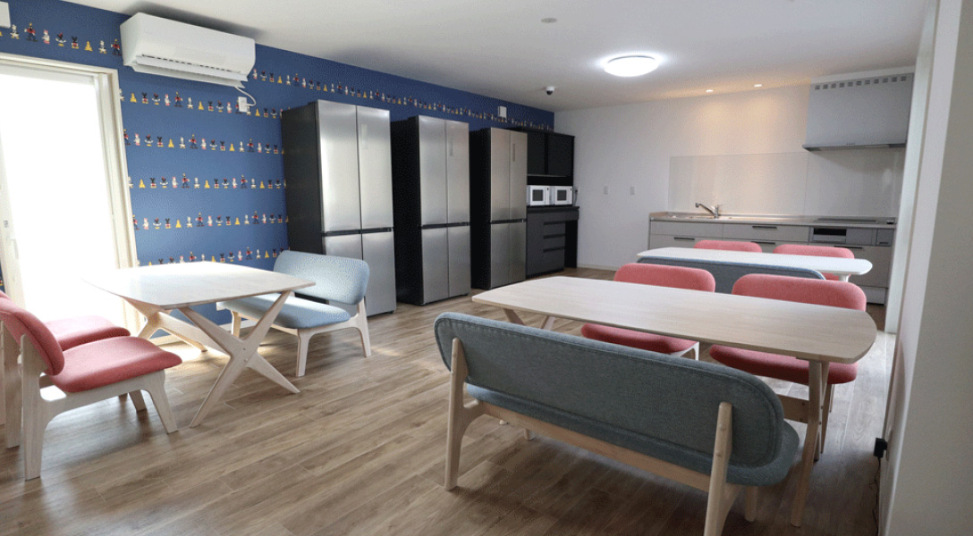 友達と楽しく食事ができる食堂